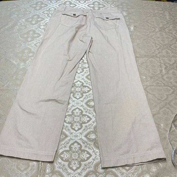 L.L. Bean Tan & White Striped Wide Leg Pants - Picture 9 of 10